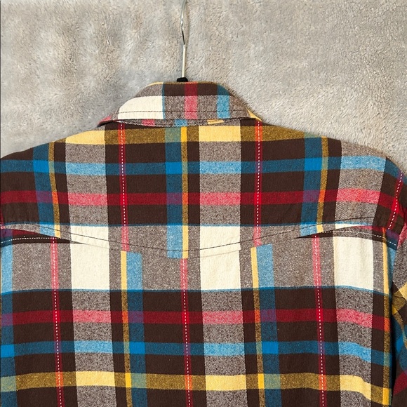 Womens Multicolor Plaid Button-Down Shirt -Size Large - Picture 7 of 7